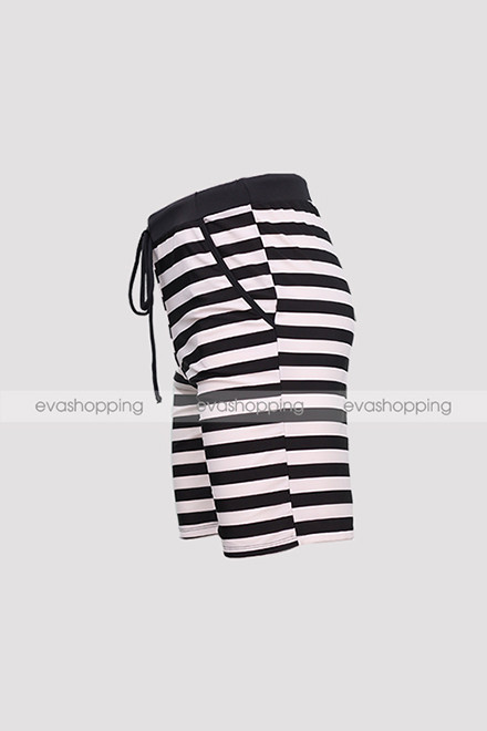 Quần bơi short nam sọc đen trắng