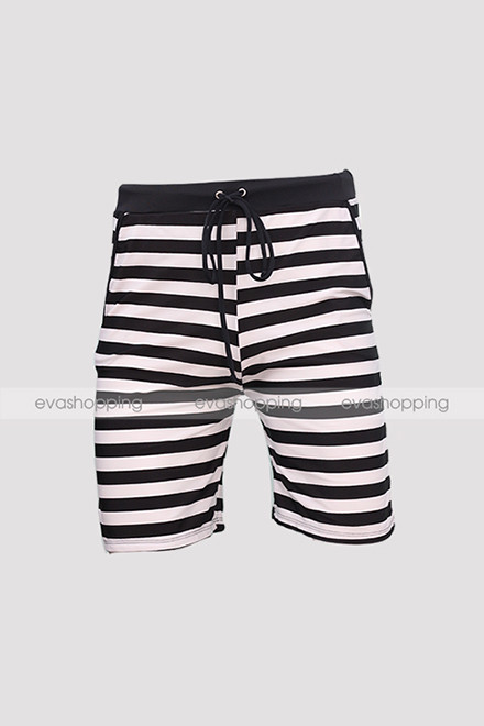 Quần bơi short nam sọc đen trắng