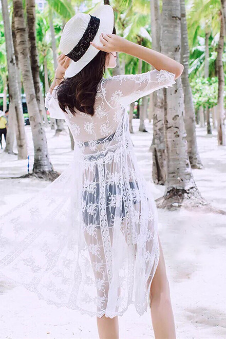 Kimono đi biển ren voan cao cấp AL96