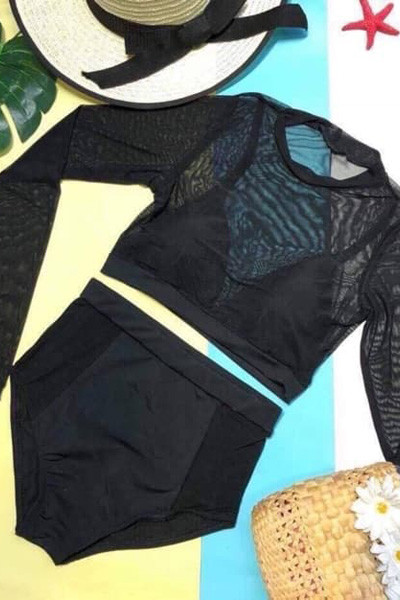 Đồ bơi dài tay phối lưới