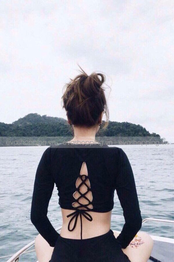 Đồ bơi croptop dài tay dạng váy BKN712
