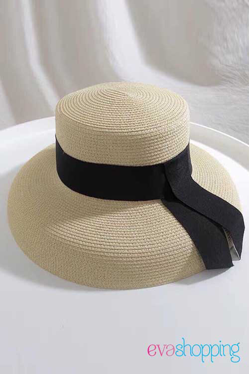 Nón cói chuông đi biển màu đen N02