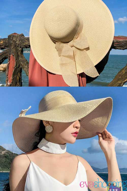 Nón đi biển rộng vành