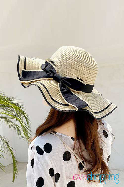 Nón đi biển nữ vành cong N08