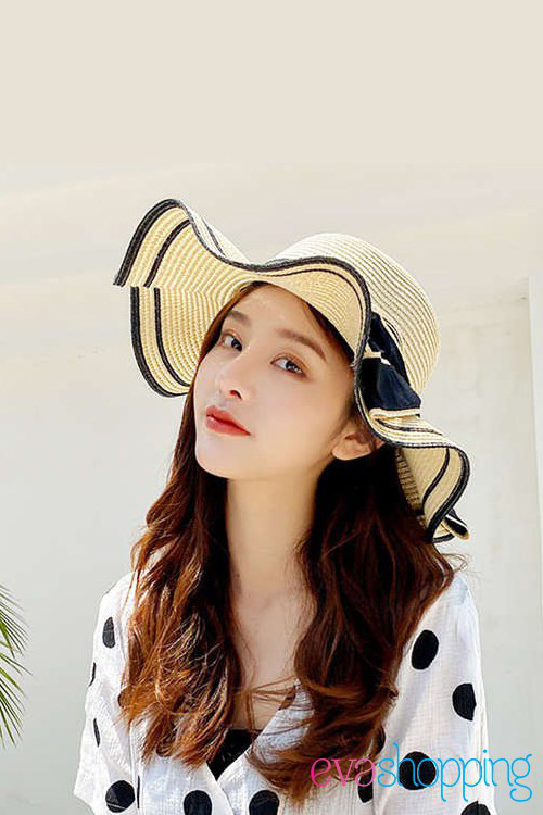 Nón đi biển nữ vành cong N08