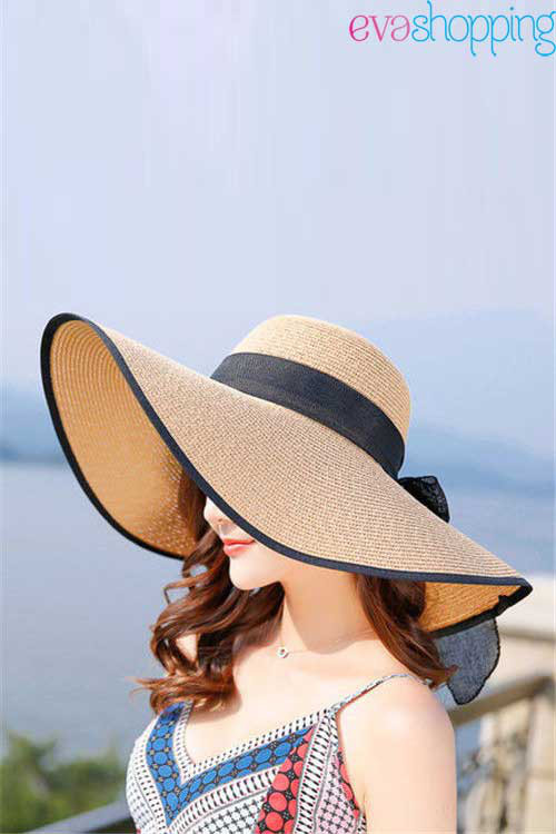 Nón đi biển vành rộng màu nâu N10