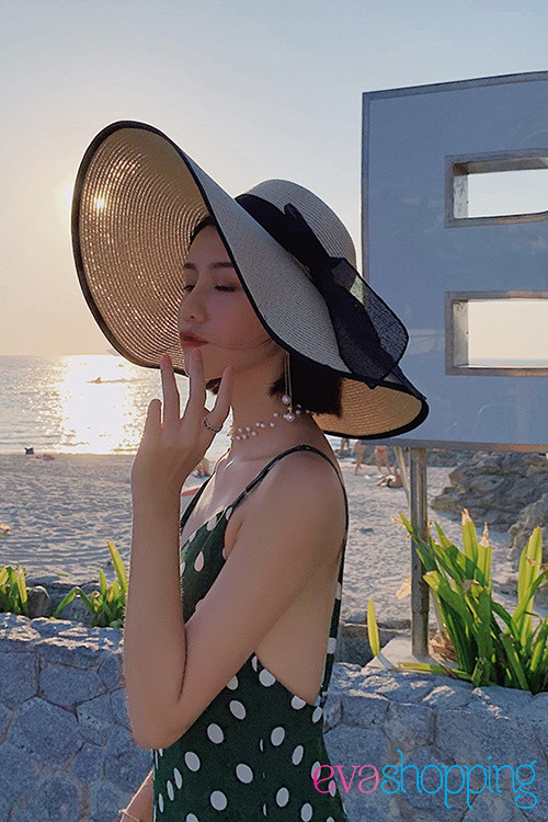 Nón đi biển vành rộng màu nâu N10