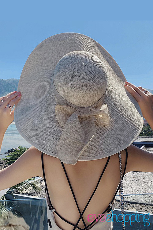 Nón đi biển vành rộng màu nâu N10
