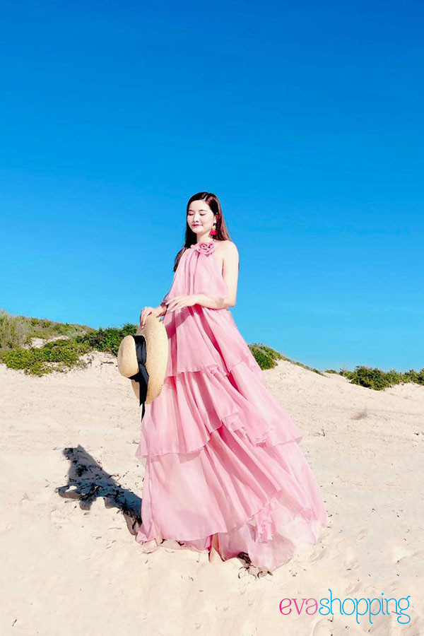 Đầm maxi cổ yến voan tơ M69