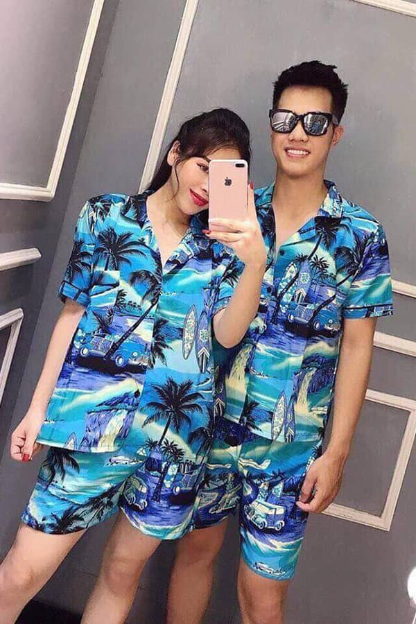 Đồng phục gia đình họa tiết cây dừa DP01