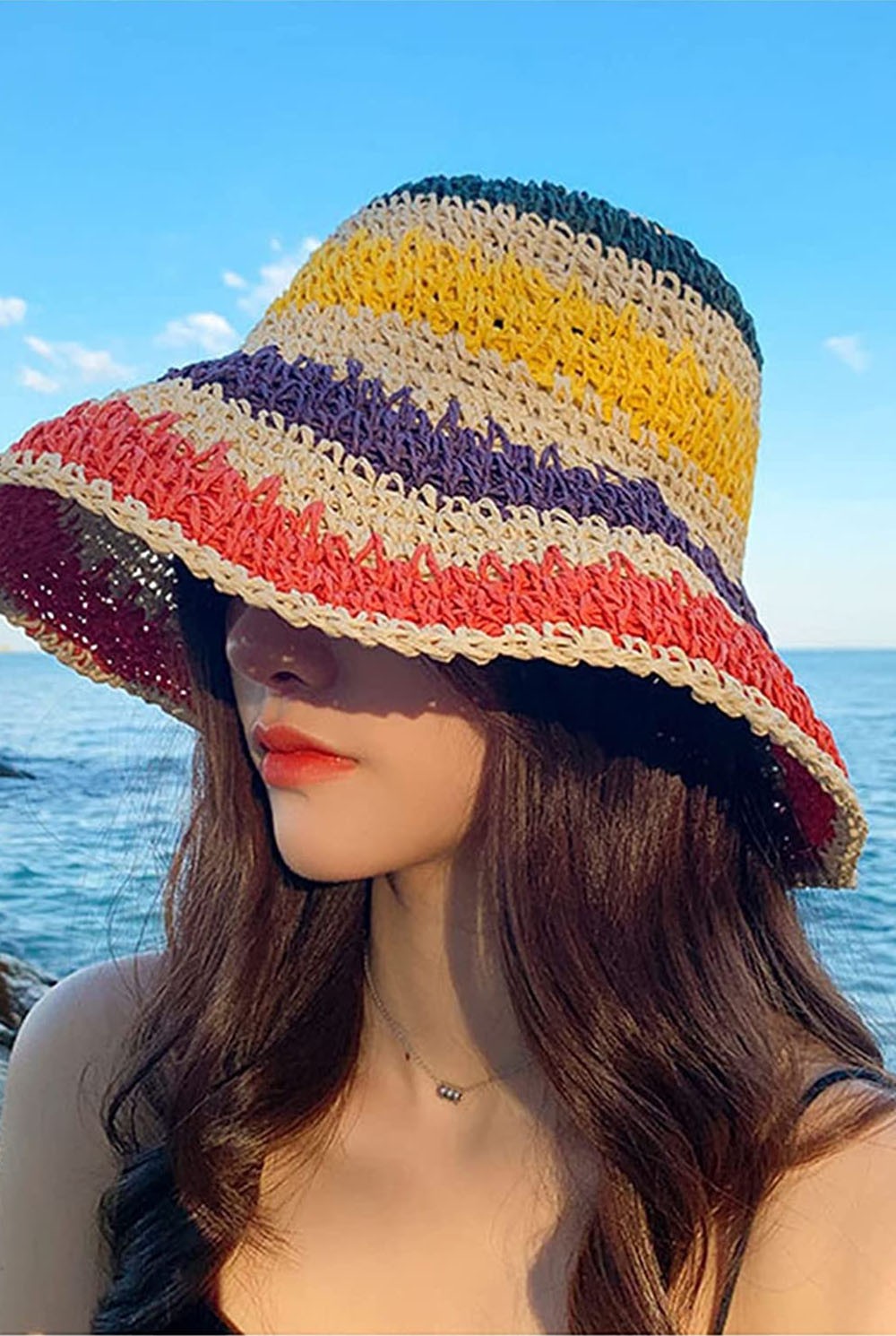 Nón cói móc tay cầu vồng Panamas