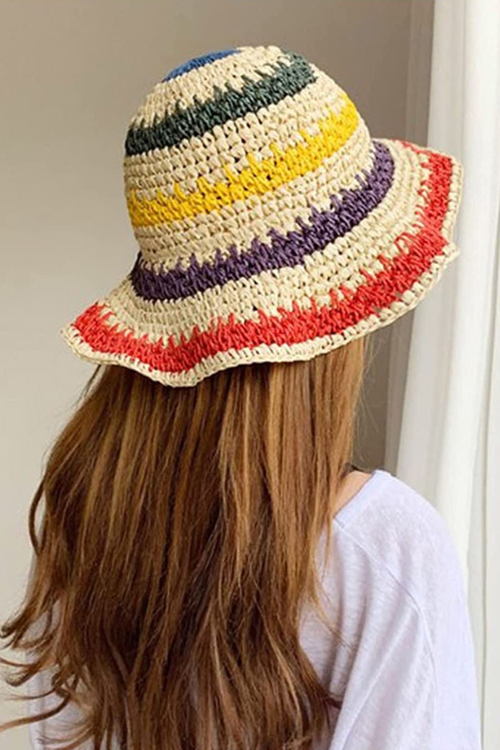 Nón cói móc tay cầu vồng Panamas