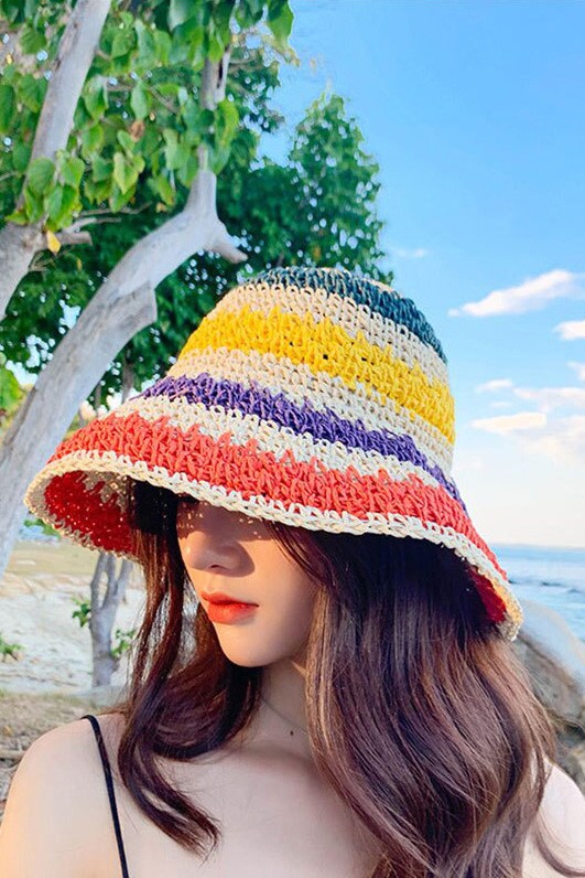 Nón cói móc tay cầu vồng Panamas