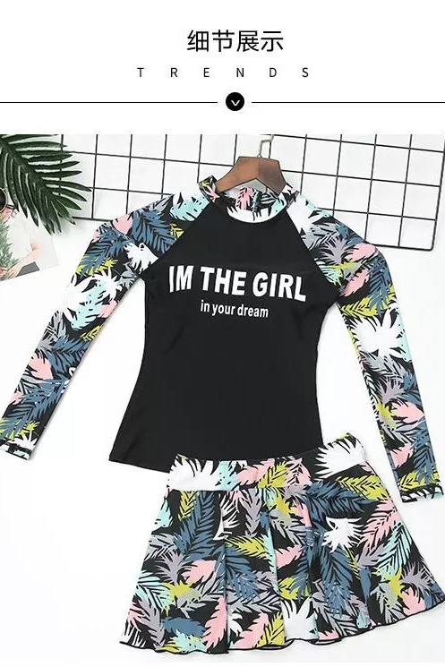 Đồ bơi dạng váy dài tay hình lá