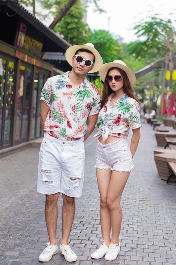 Áo sơ mi hawaii unisex hoa lá mùa hè ASM016