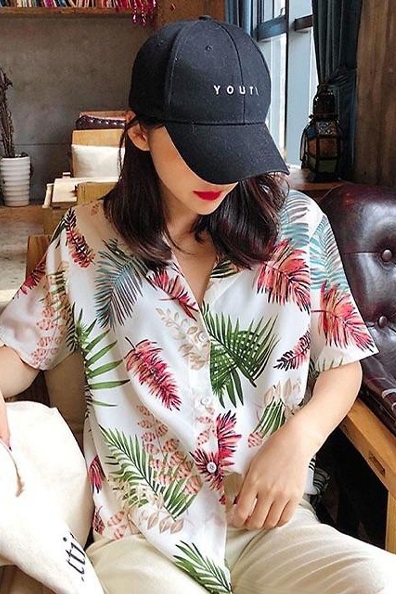 Áo sơ mi hawaii unisex hoa lá mùa hè ASM016