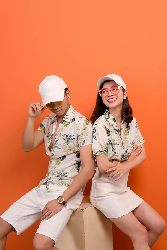 Áo sơ mi hawaii họa tiết trái thơm, cây dừa (Unisex) ASM022
