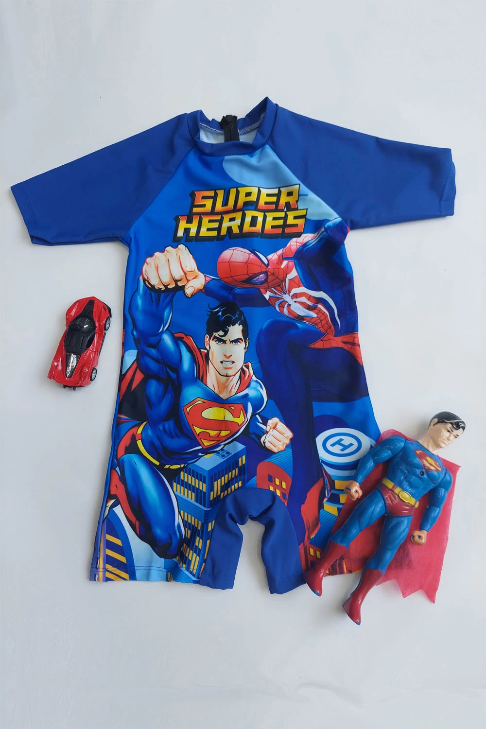 Bộ đồ bơi ngắn tay in hình Batman/ Ben 10 / Spiderman cho bé trai từ 2-12 tuổi