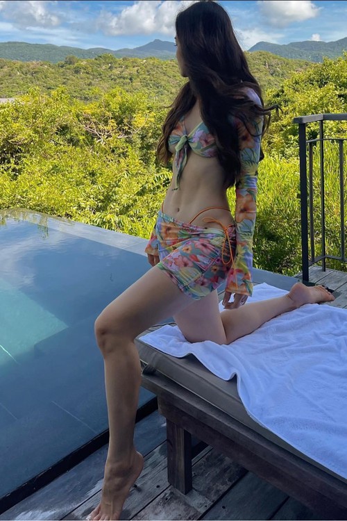 Set bikini 3 mảnh áo tay dài