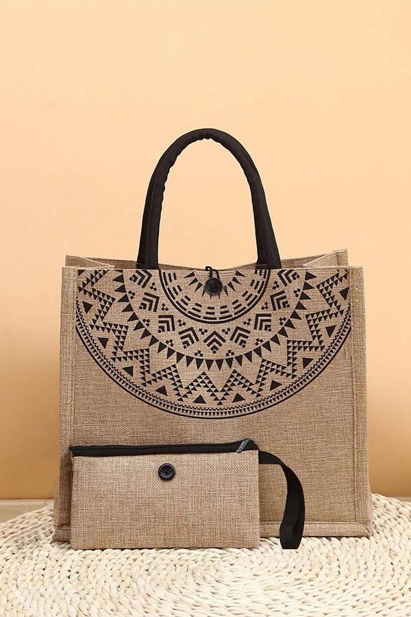 Túi cói họa tiết trống đồng