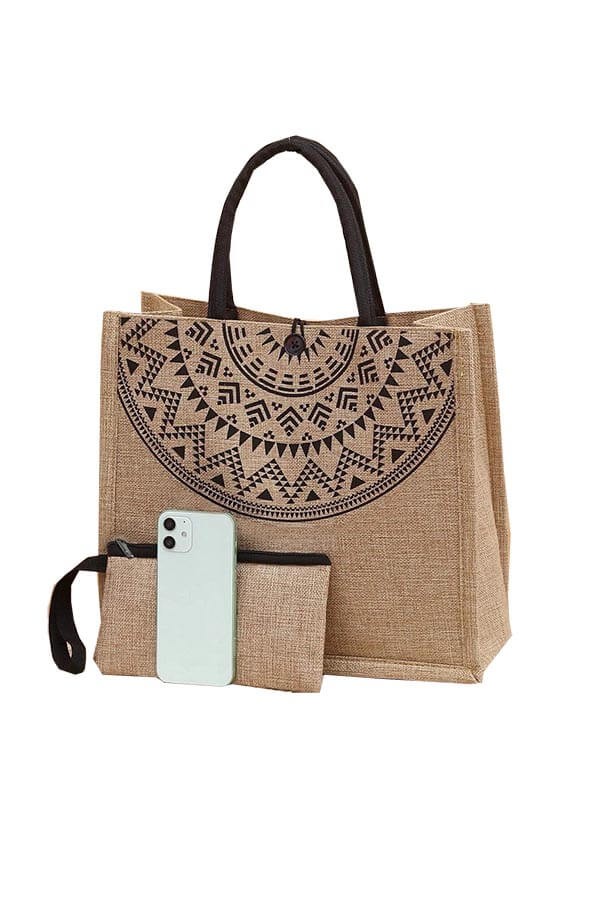 Túi cói họa tiết trống đồng