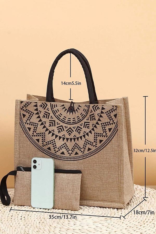 Túi cói họa tiết trống đồng