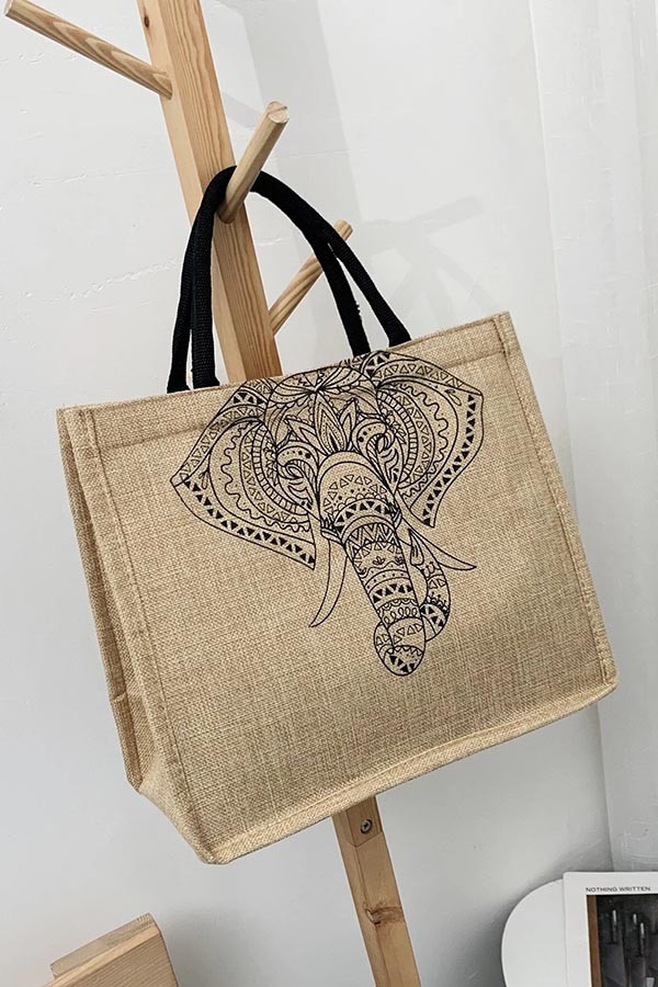 Túi cói họa tiết voi