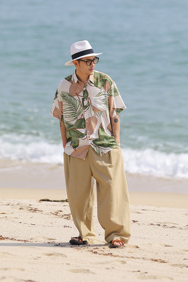 Áo sơ mi đi biển lá nhiệt đới (Tropical) ASM021