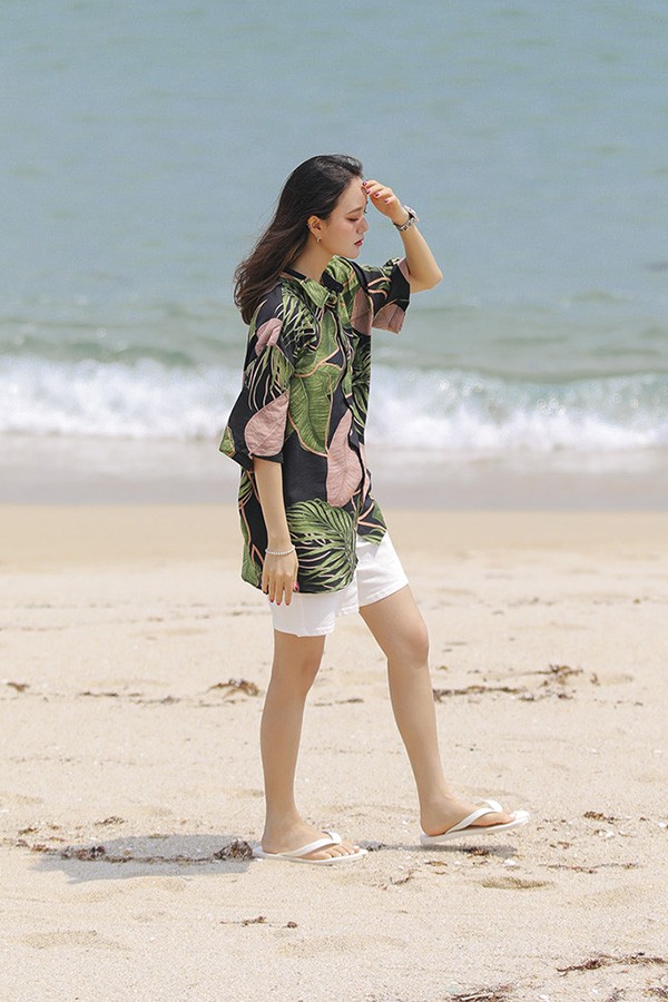 Áo sơ mi đi biển lá nhiệt đới (Tropical) ASM021