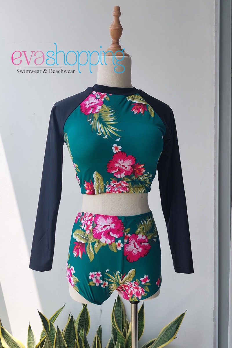 Đồ bơi kín đáo tay dài croptop quần đùi