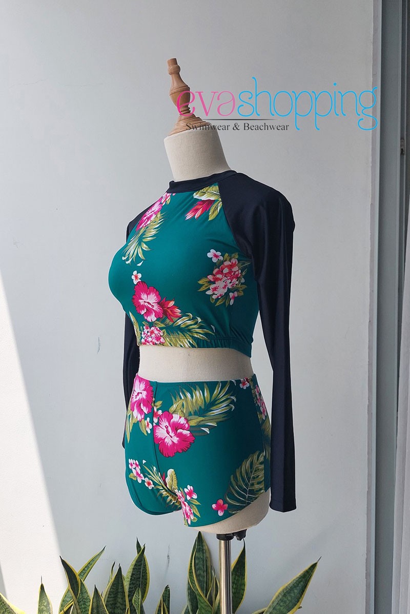 Đồ bơi kín đáo tay dài croptop quần đùi