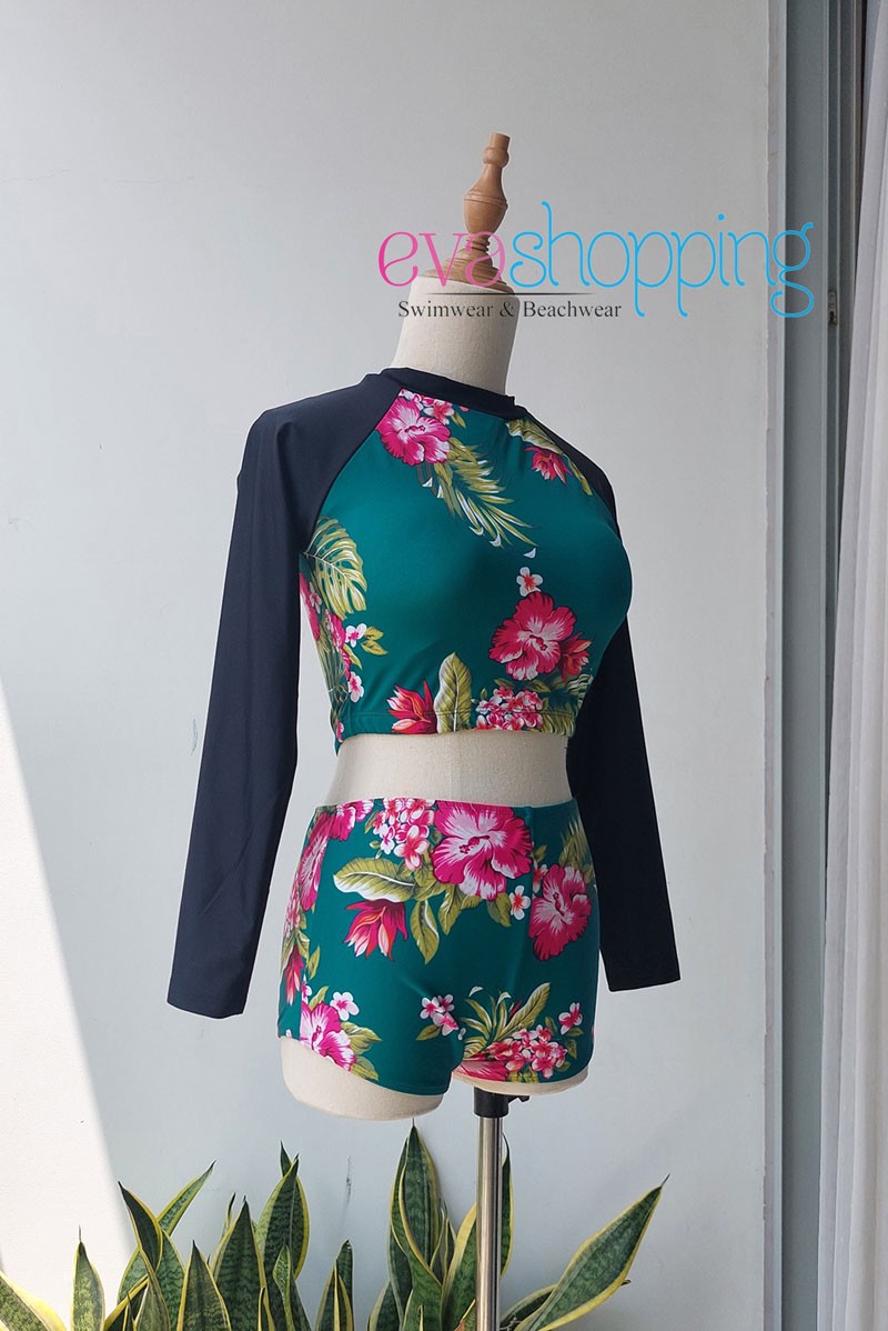 Đồ bơi kín đáo tay dài croptop quần đùi