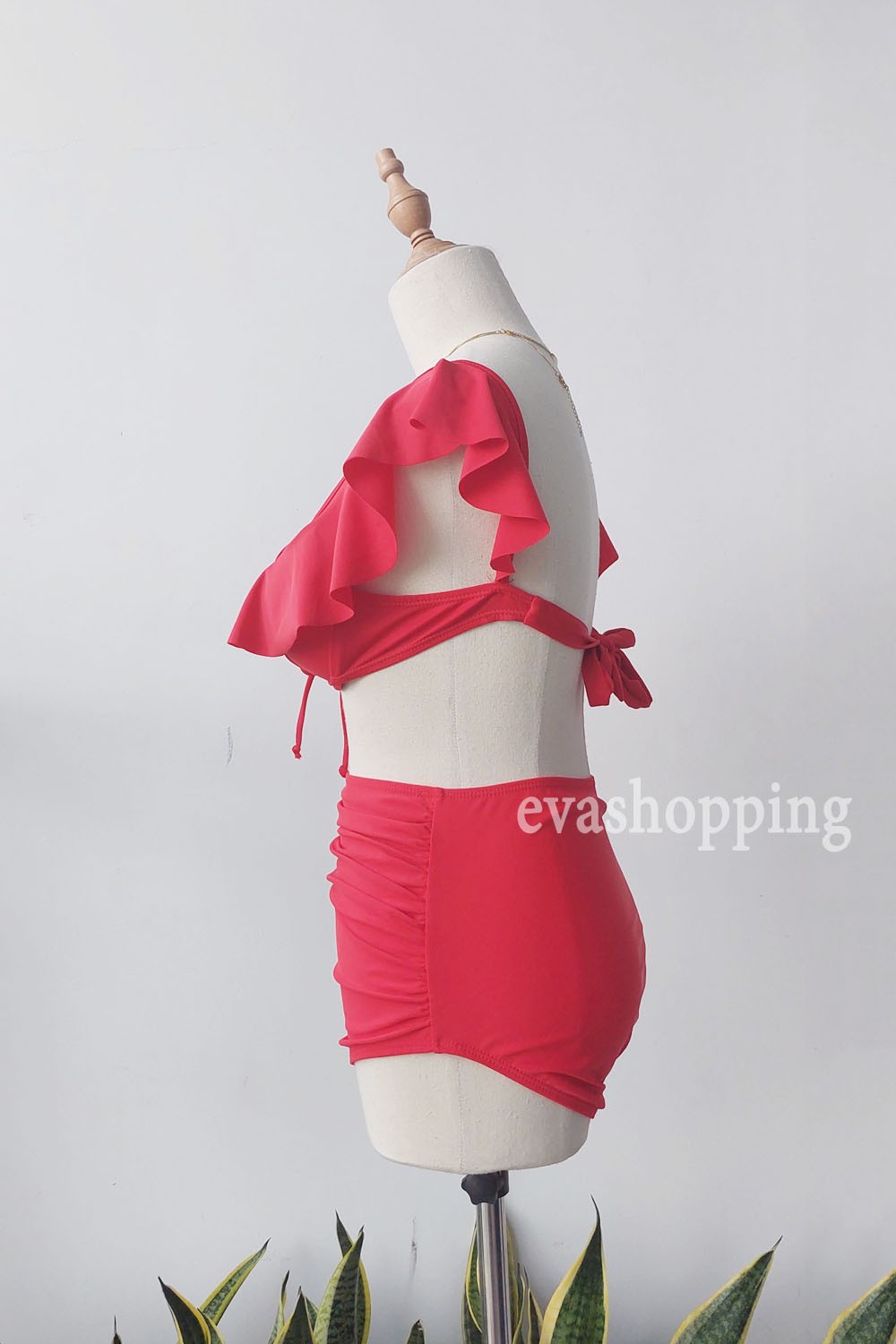 Bikini hai mảnh cánh tiên quần cạp cao