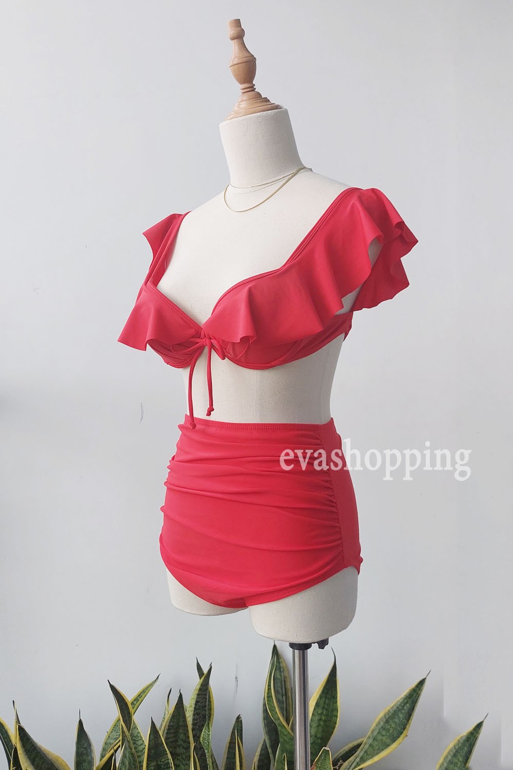 Bikini hai mảnh cánh tiên quần cạp cao