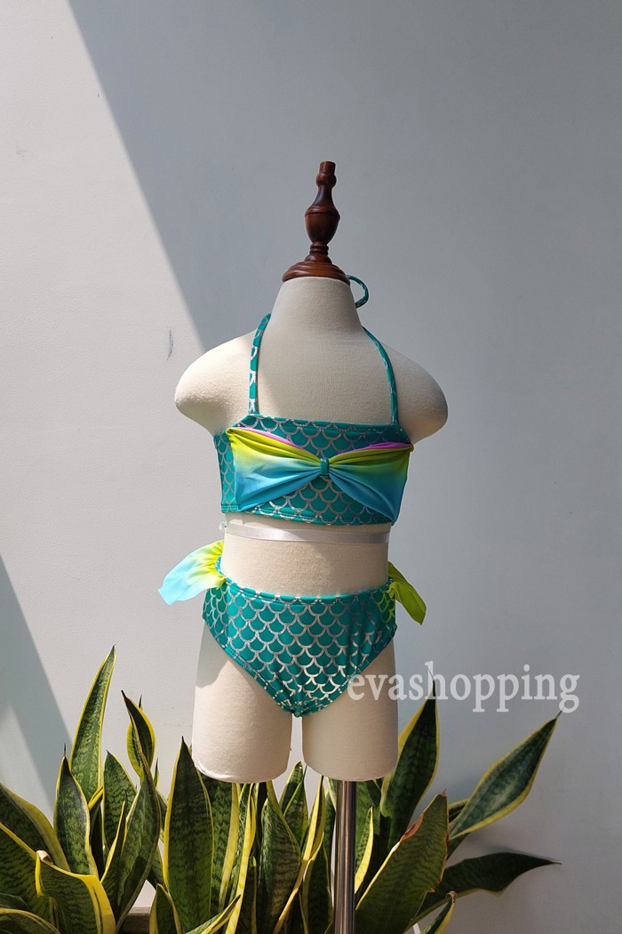 Bikini bé gái size nhỏ tiên cá BB208-xanh