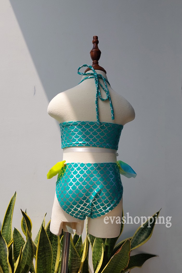 Bikini bé gái size nhỏ tiên cá BB208-xanh