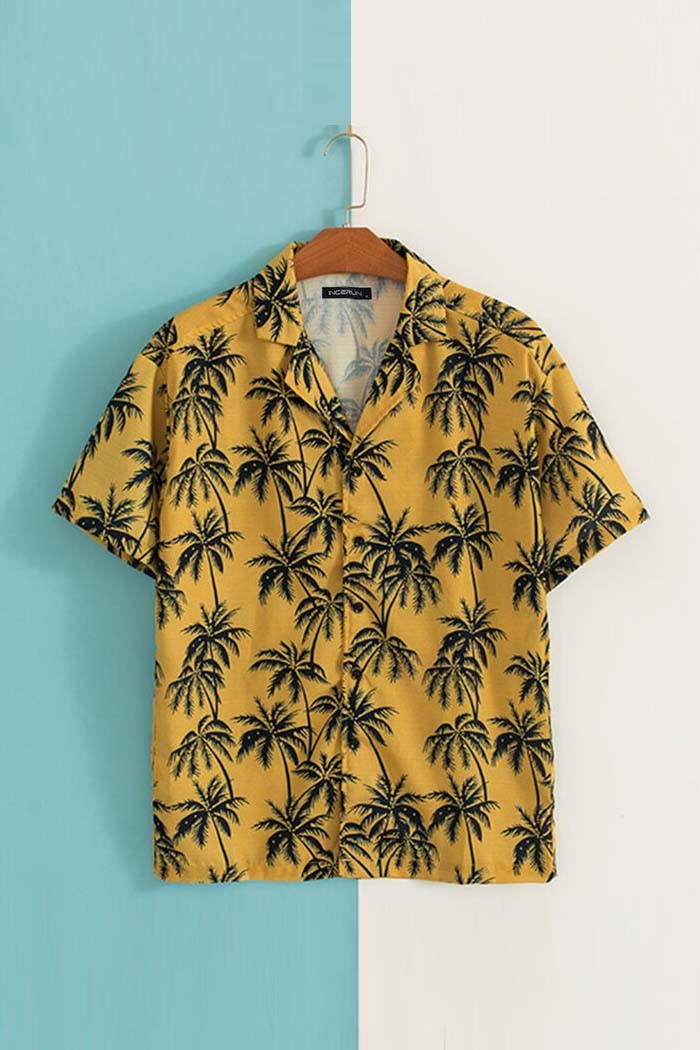 Áo sơ mi đi biển nam nữ họa tiết cây cọ dừa nhiệt đới ASM026