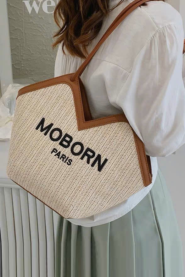 Túi cói đi biển Vintage Hàn Quốc TC07