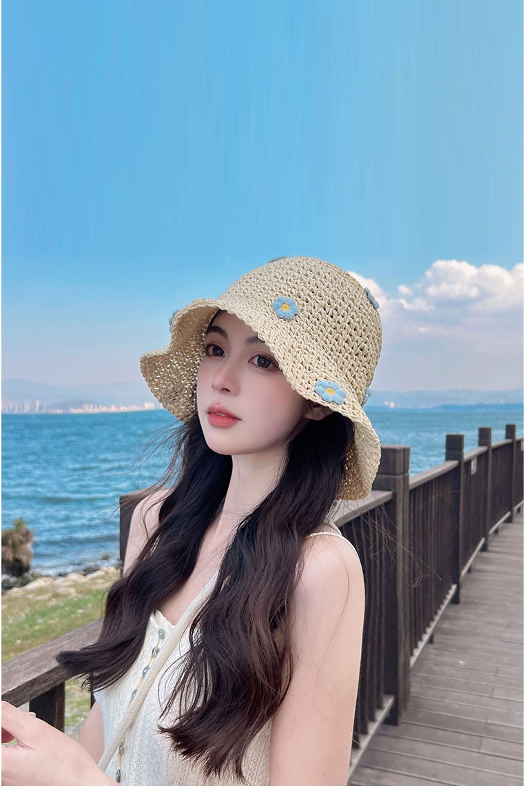 Nón coi mềm đi biển đính hoa N45