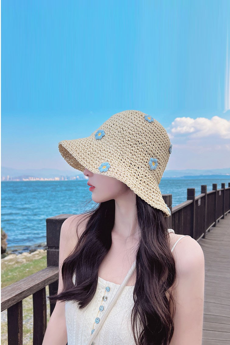 Nón coi mềm đi biển đính hoa N45