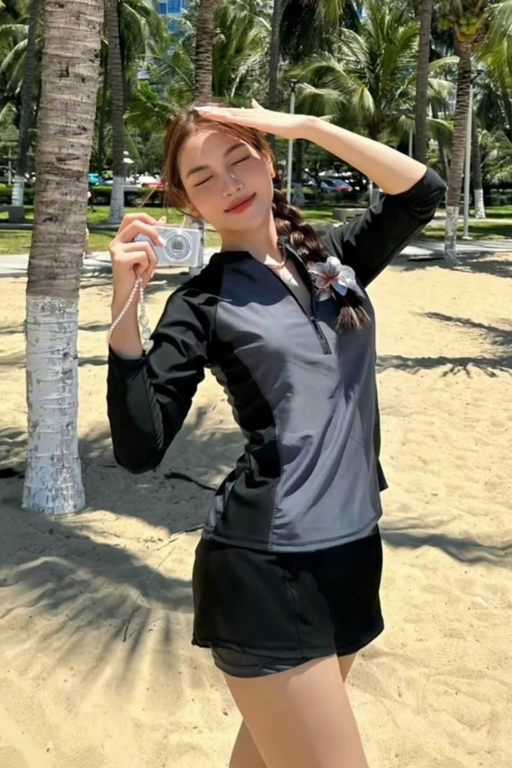 Áo bơi dài tay khóa kéo chống nắng BKN1061