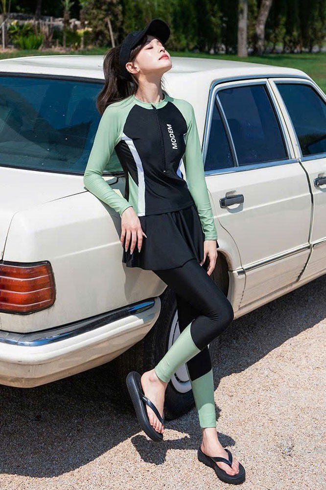 Đồ bơi nữ thể thao dài tay dạng rời BKN1064