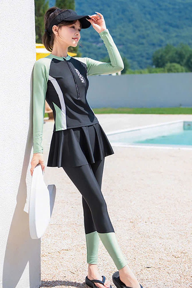 Đồ bơi nữ thể thao dài tay dạng rời BKN1064