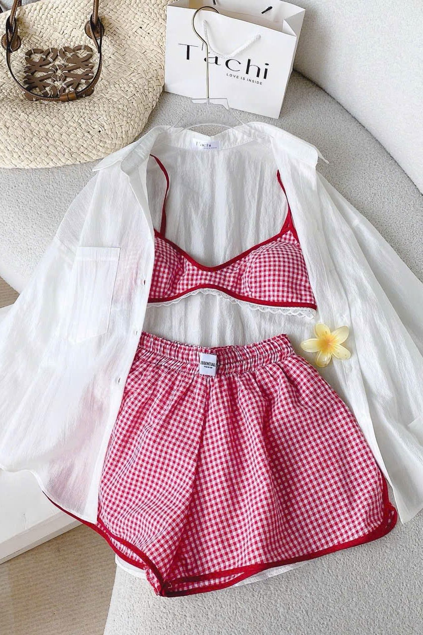 Đồ đi biển 3 mảnh caro