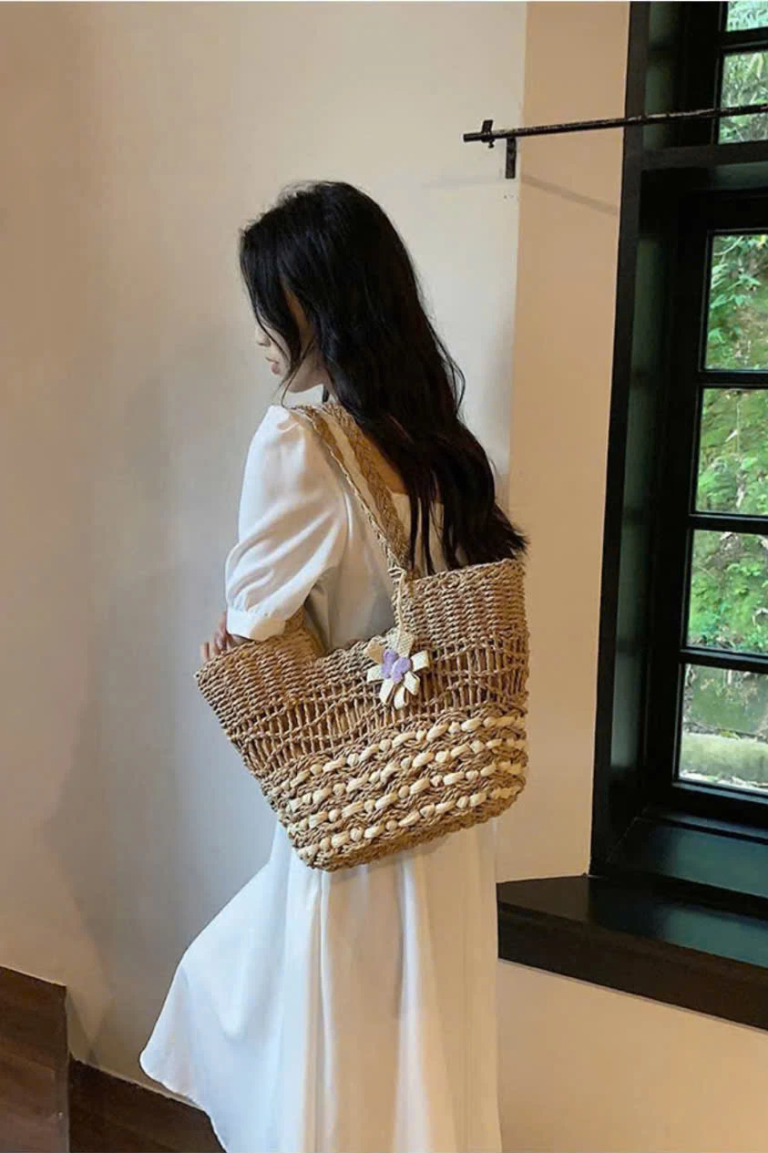 Túi cói đeo vai dệt thủ công TC12