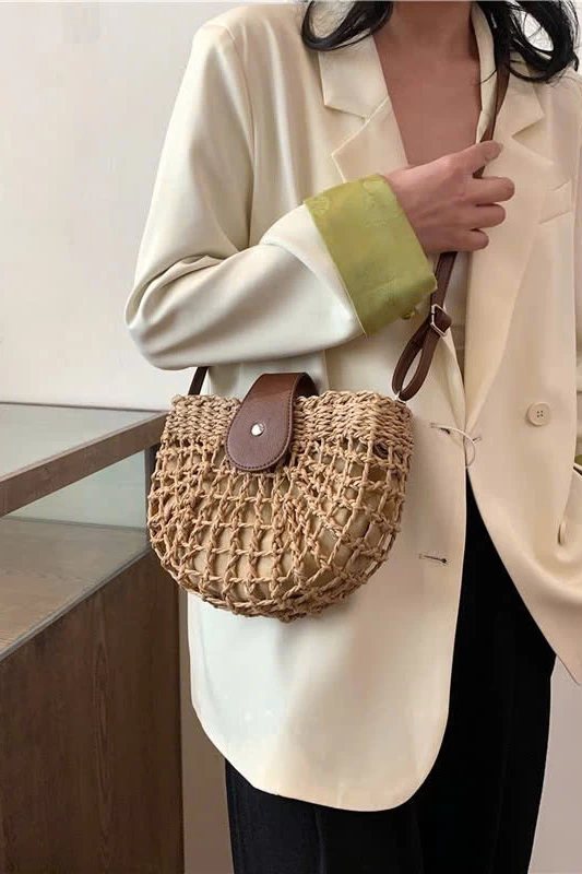 Túi cói bán nguyệt đi biển TC08