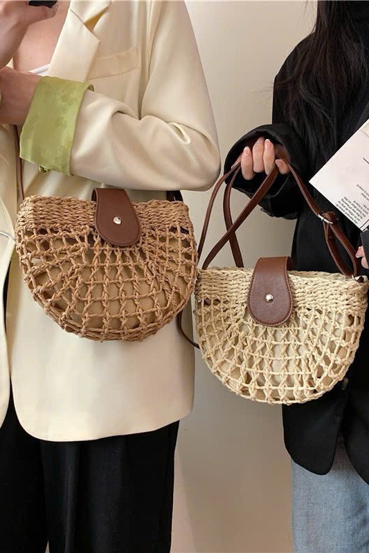 Túi cói bán nguyệt đi biển TC08