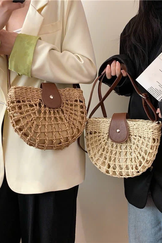 Túi cói bán nguyệt đi biển TC08