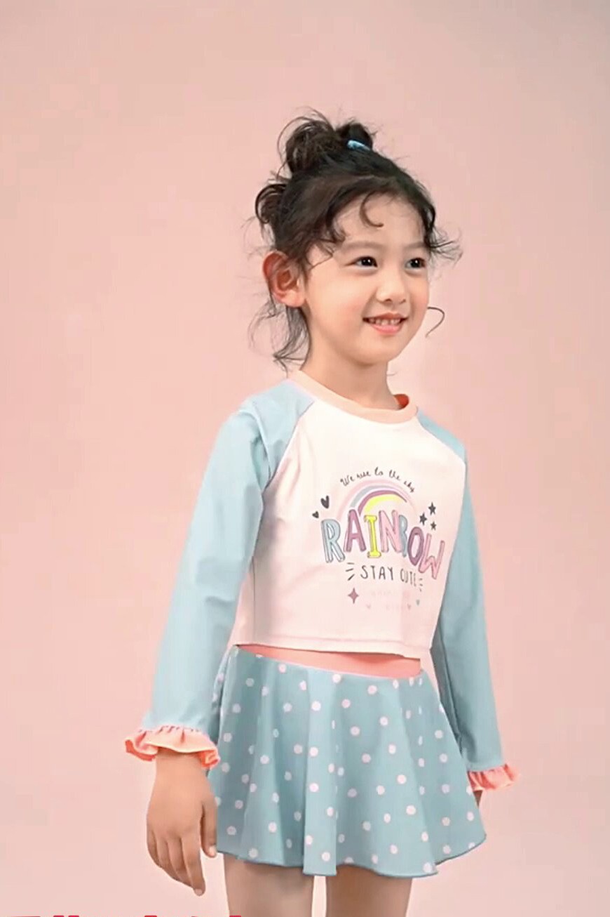 Đồ bơi bé gái dạng váy tay dài BB400