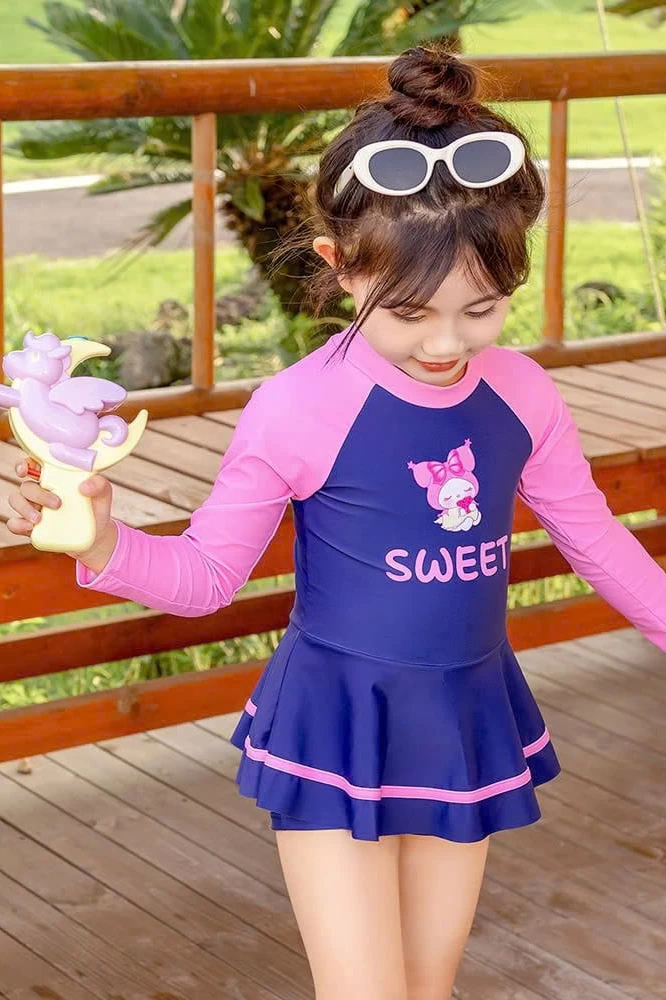 Đồ bơi bé gái dài tay dạng rời BB401